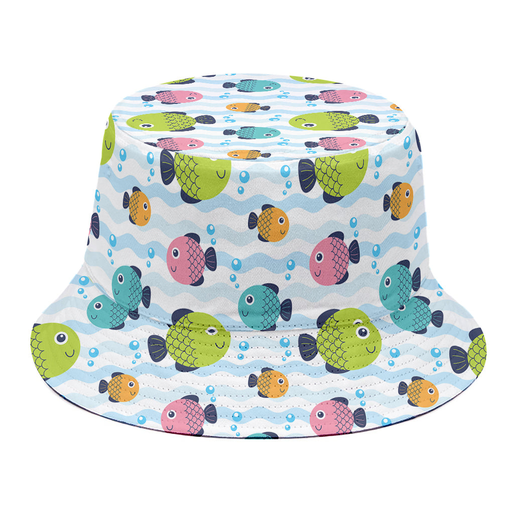 Cartoon Fish Pattern Print Bucket Hat