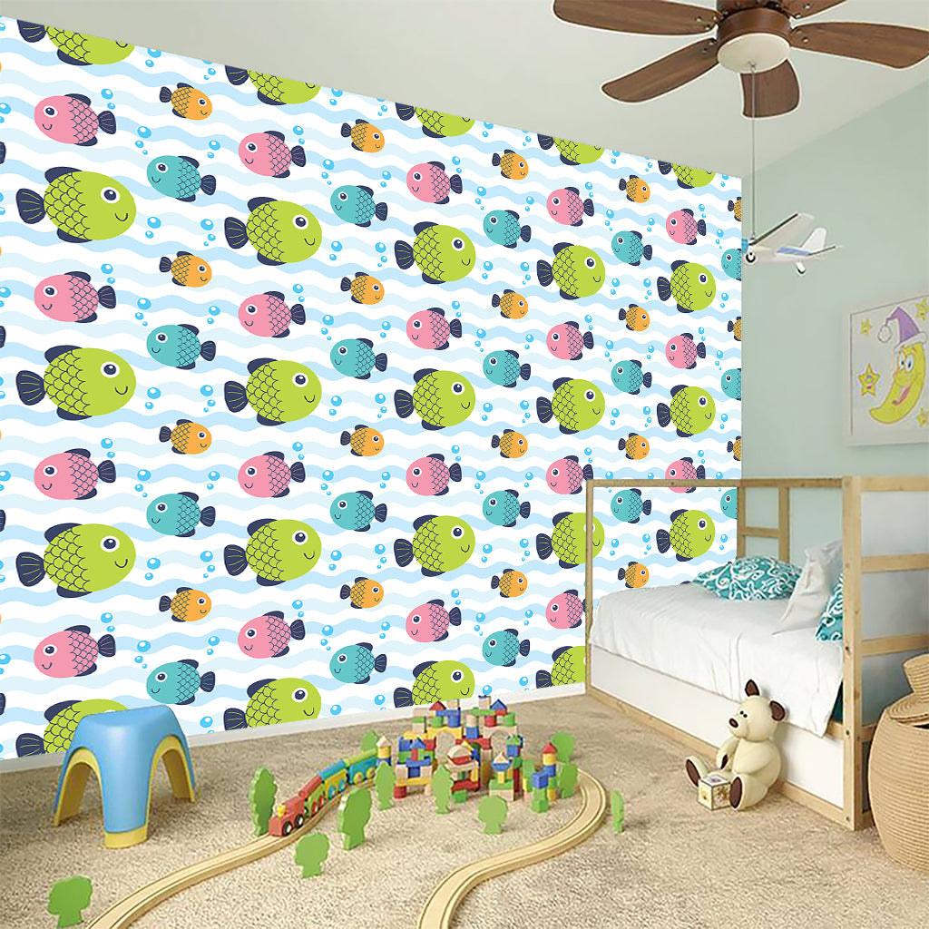 Cartoon Fish Pattern Print Wall Sticker