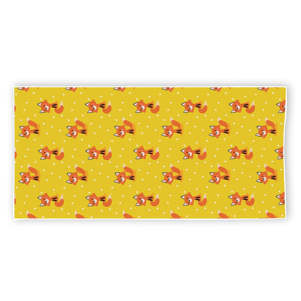 Cartoon Fox Pattern Print Beach Towel