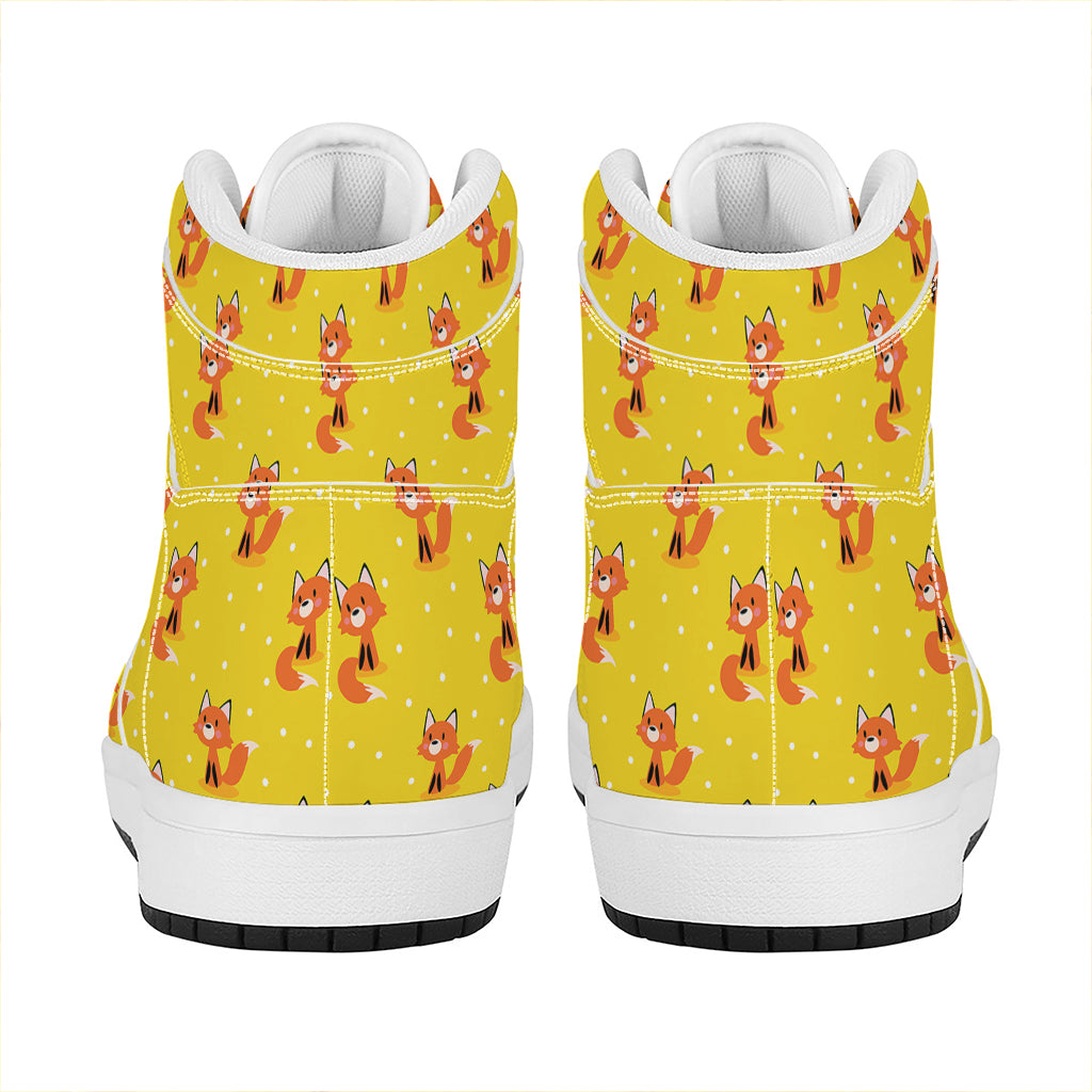 Cartoon Fox Pattern Print High Top Leather Sneakers
