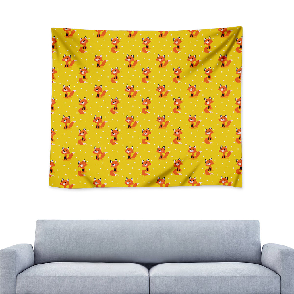 Cartoon Fox Pattern Print Tapestry