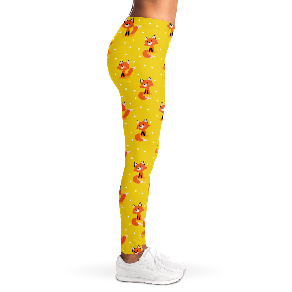Cartoon Fox Pattern Print Women's Leggings