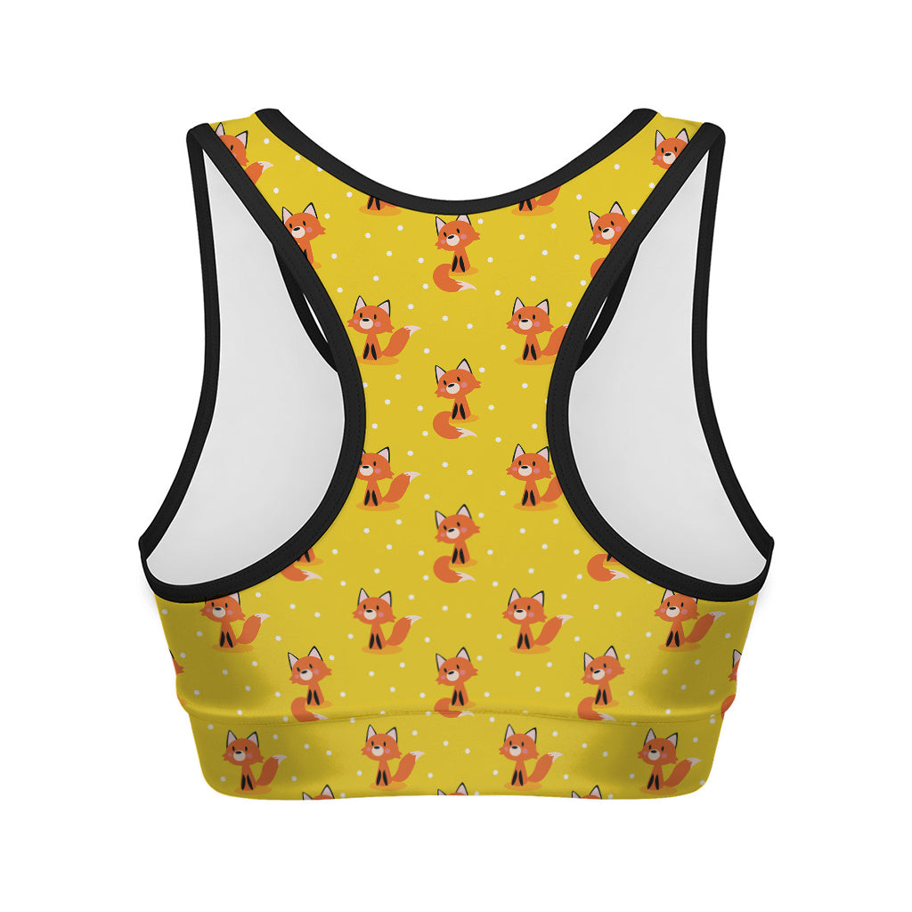 Cartoon Fox Pattern Print Women's Sports Bra