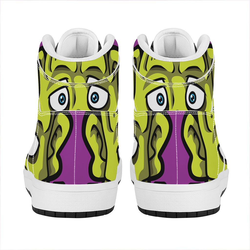 Cartoon Frankenstein Print High Top Leather Sneakers