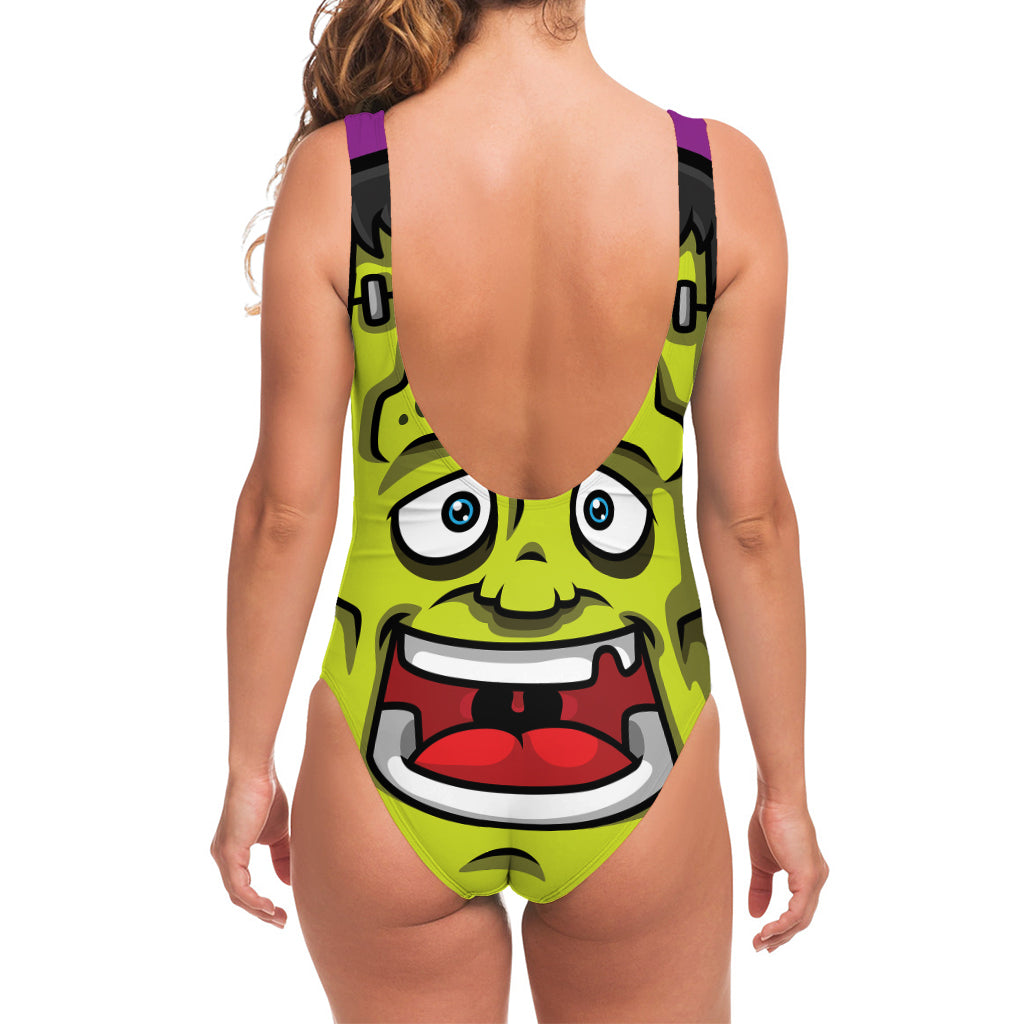 Cartoon Frankenstein Print One Piece Swimsuit