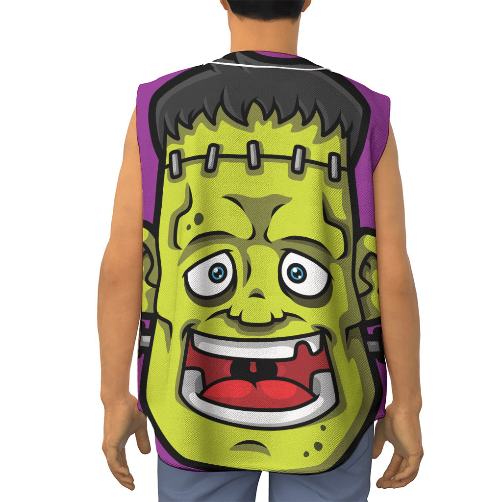 Cartoon Frankenstein Print Sleeveless Baseball Jersey