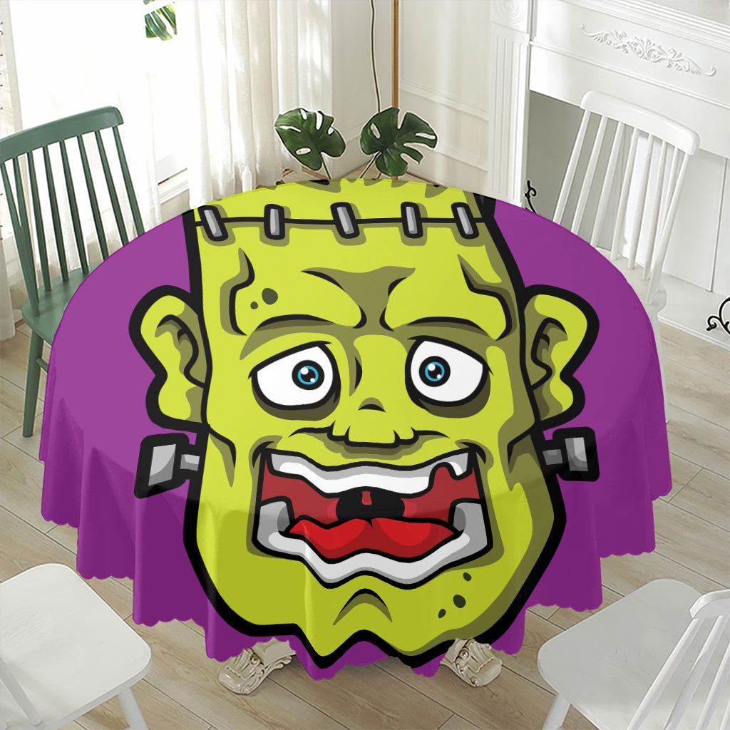 Cartoon Frankenstein Print Waterproof Round Tablecloth