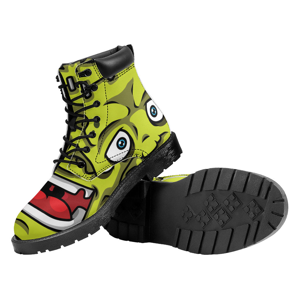 Cartoon Frankenstein Print Work Boots
