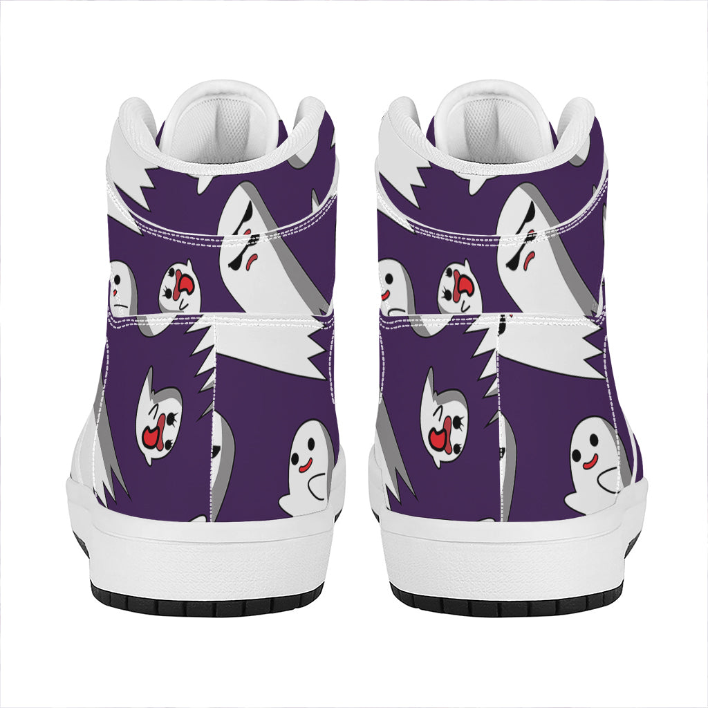 Cartoon Ghost Pattern Print High Top Leather Sneakers