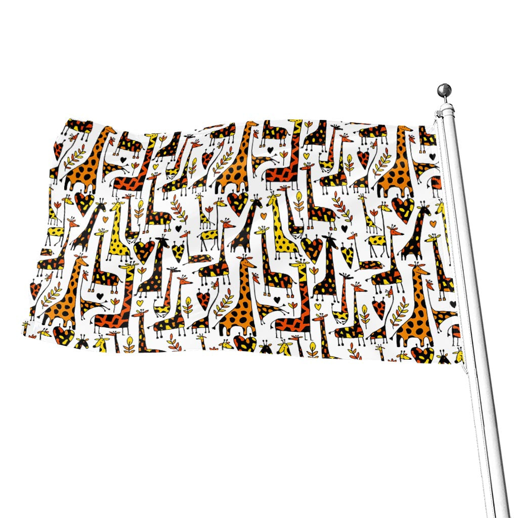 Cartoon Giraffe Pattern Print Flag
