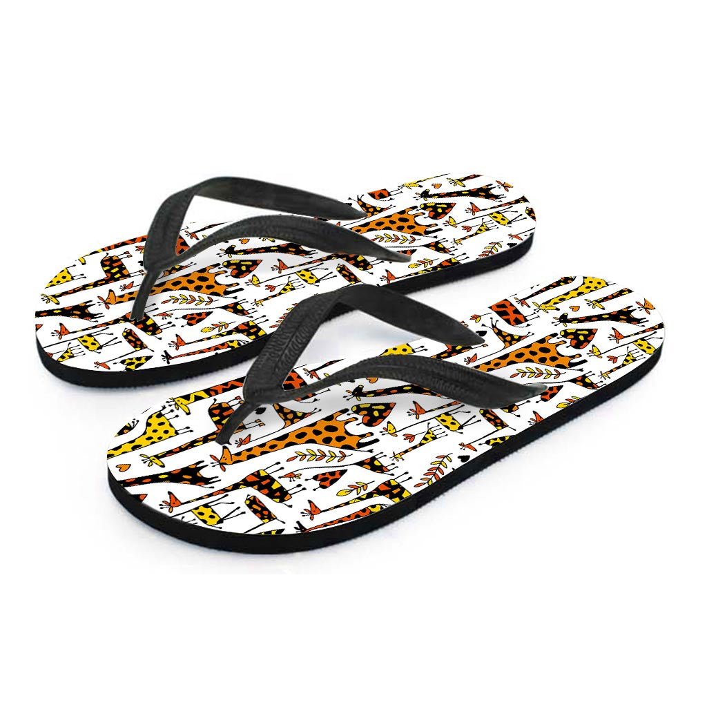 Cartoon Giraffe Pattern Print Flip Flops
