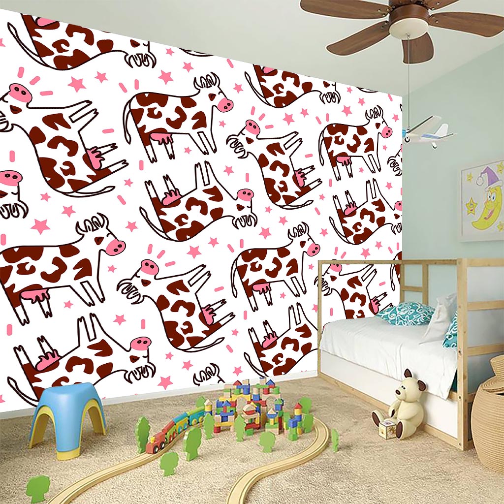 Cartoon Happy Dairy Cow Pattern Print Wall Sticker