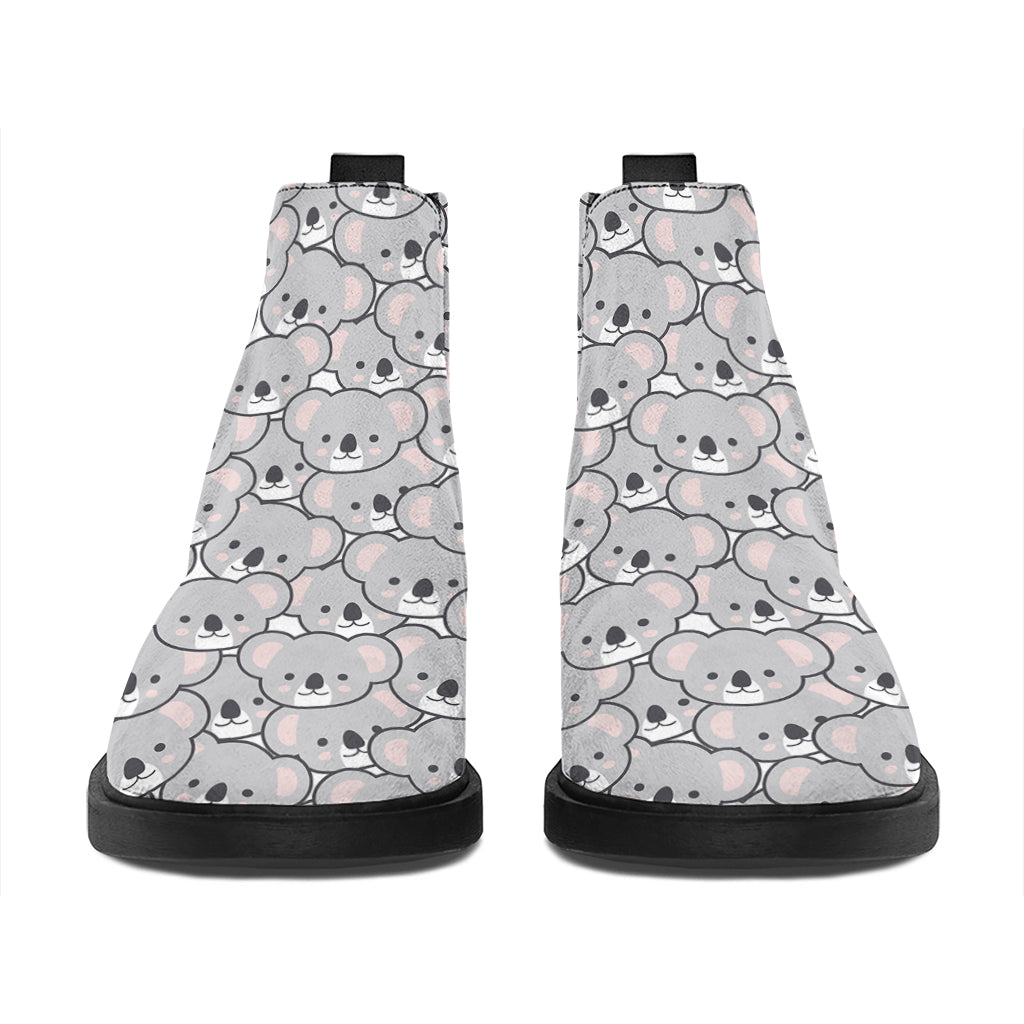 Cartoon Koala Pattern Print Flat Ankle Boots