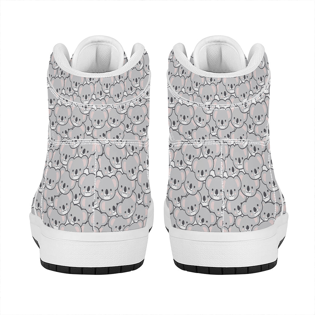 Cartoon Koala Pattern Print High Top Leather Sneakers