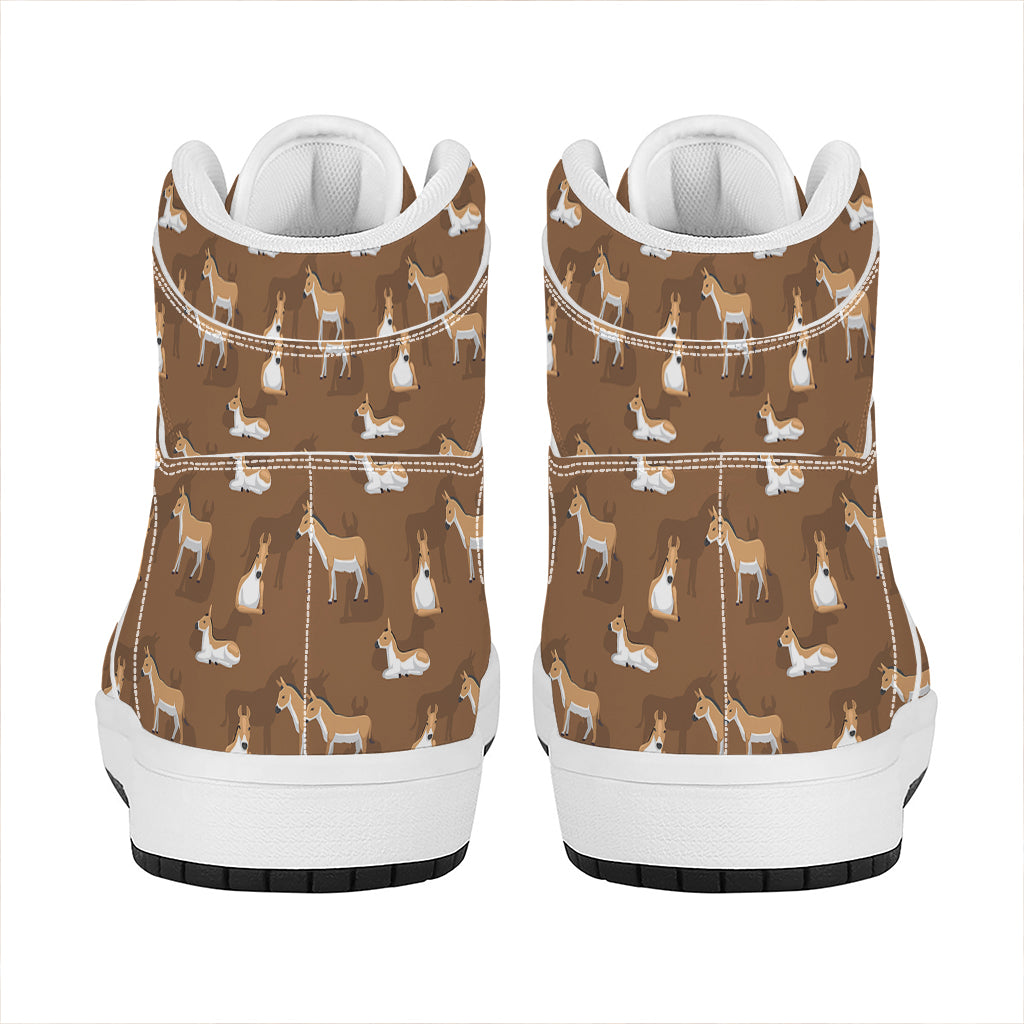 Cartoon Kulan Donkey Pattern Print High Top Leather Sneakers