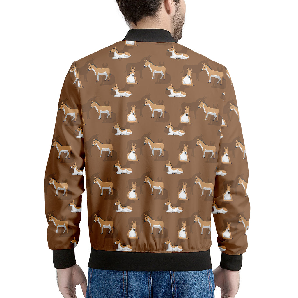 Cartoon Kulan Donkey Pattern Print Men's Bomber Jacket