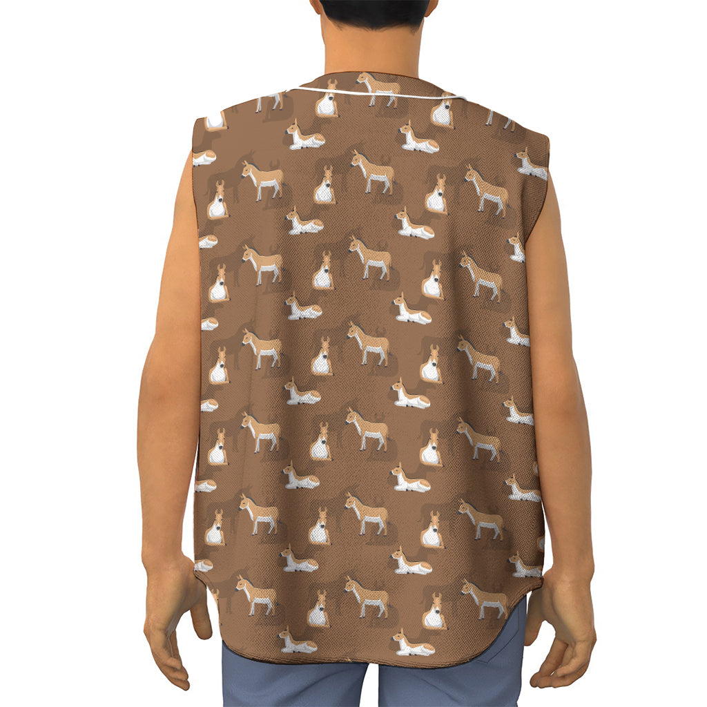 Cartoon Kulan Donkey Pattern Print Sleeveless Baseball Jersey