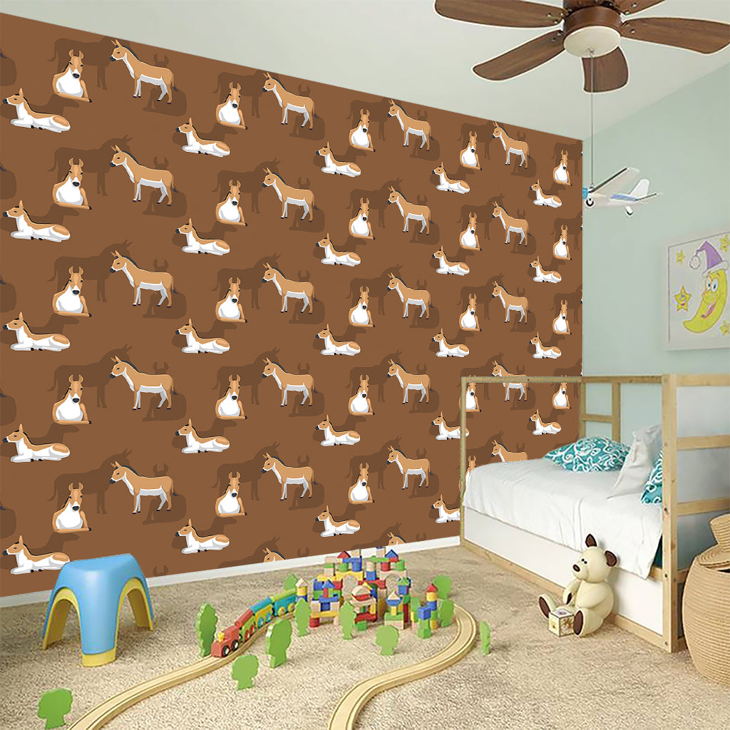 Cartoon Kulan Donkey Pattern Print Wall Sticker