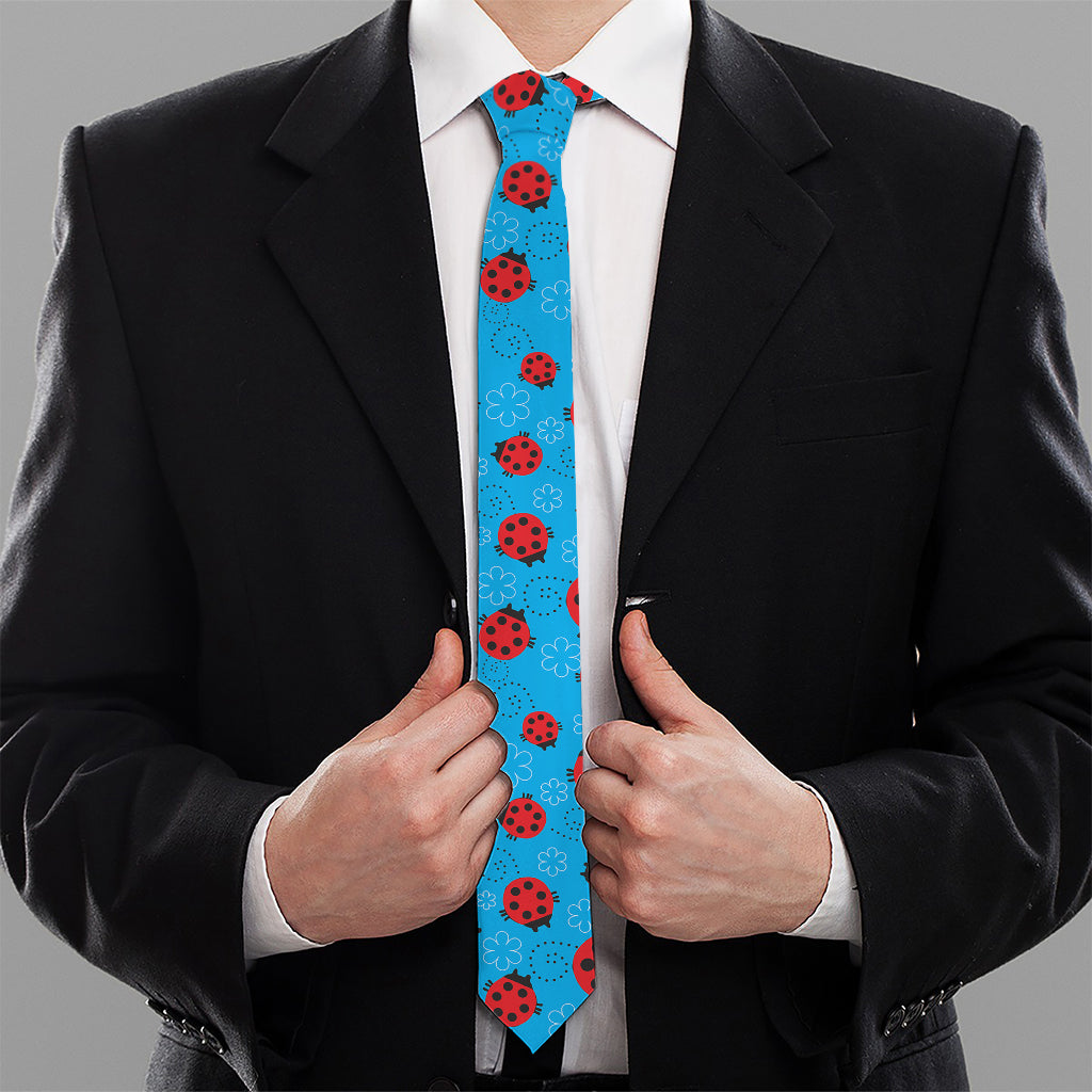 Cartoon Ladybird Pattern Print Necktie
