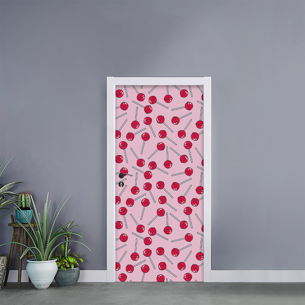 Cartoon Lollipop Pattern Print Door Sticker