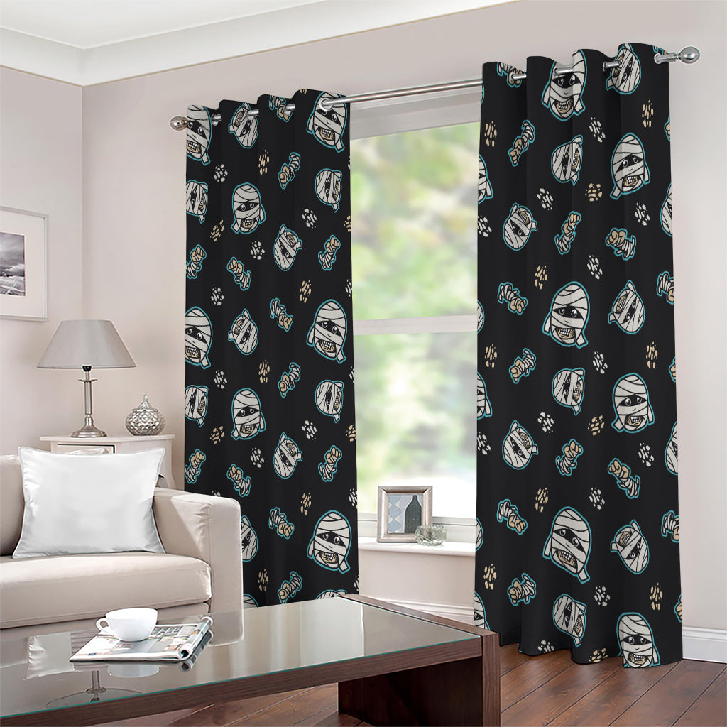 Cartoon Mummy Pattern Print Extra Wide Grommet Curtains