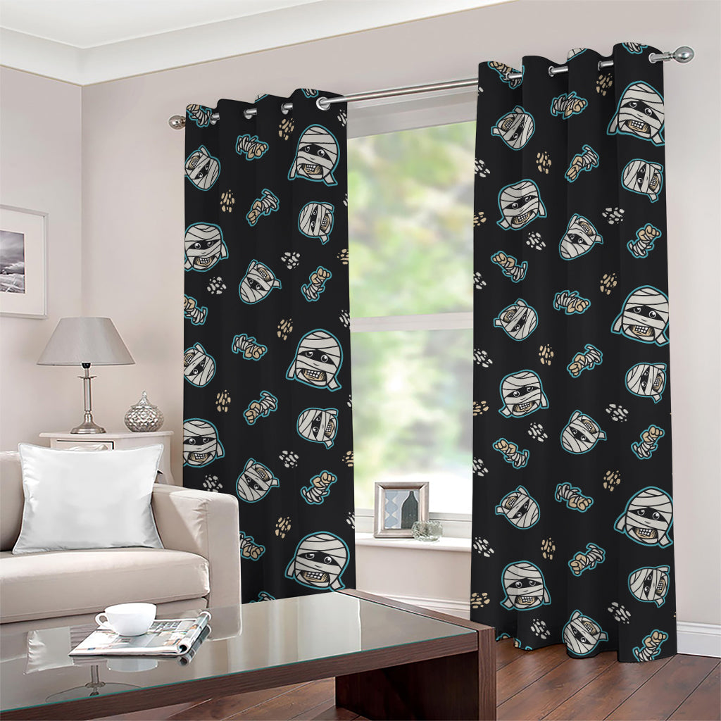 Cartoon Mummy Pattern Print Grommet Curtains