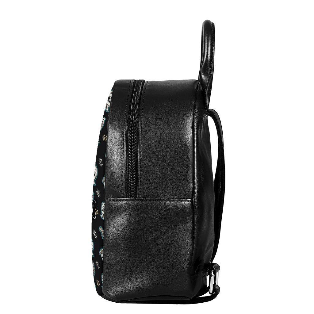 Cartoon Mummy Pattern Print Leather Backpack