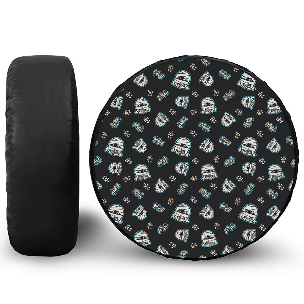 Cartoon Mummy Pattern Print Leather Spare Tire Cover
