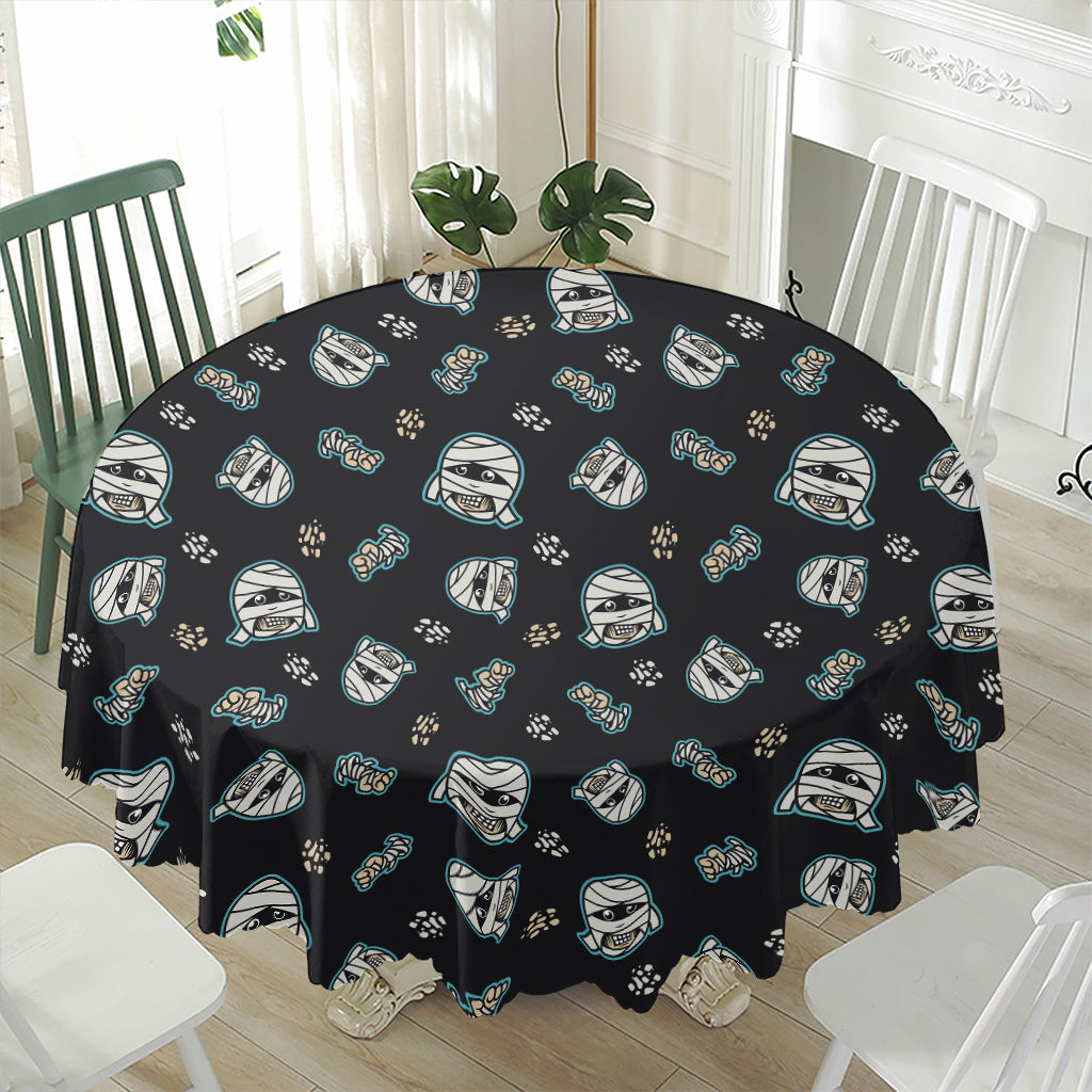Cartoon Mummy Pattern Print Waterproof Round Tablecloth