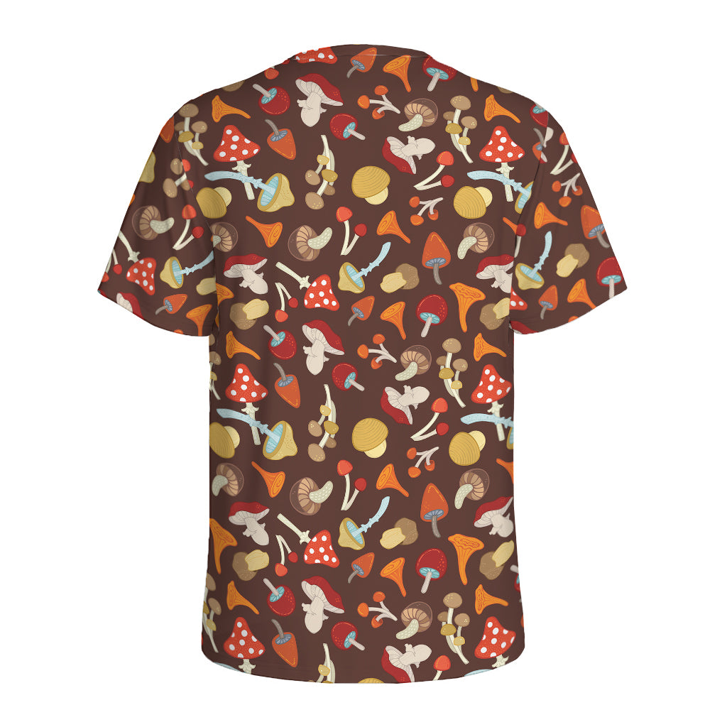 Cartoon Mushroom Pattern Print Men's Sports T-Shirt