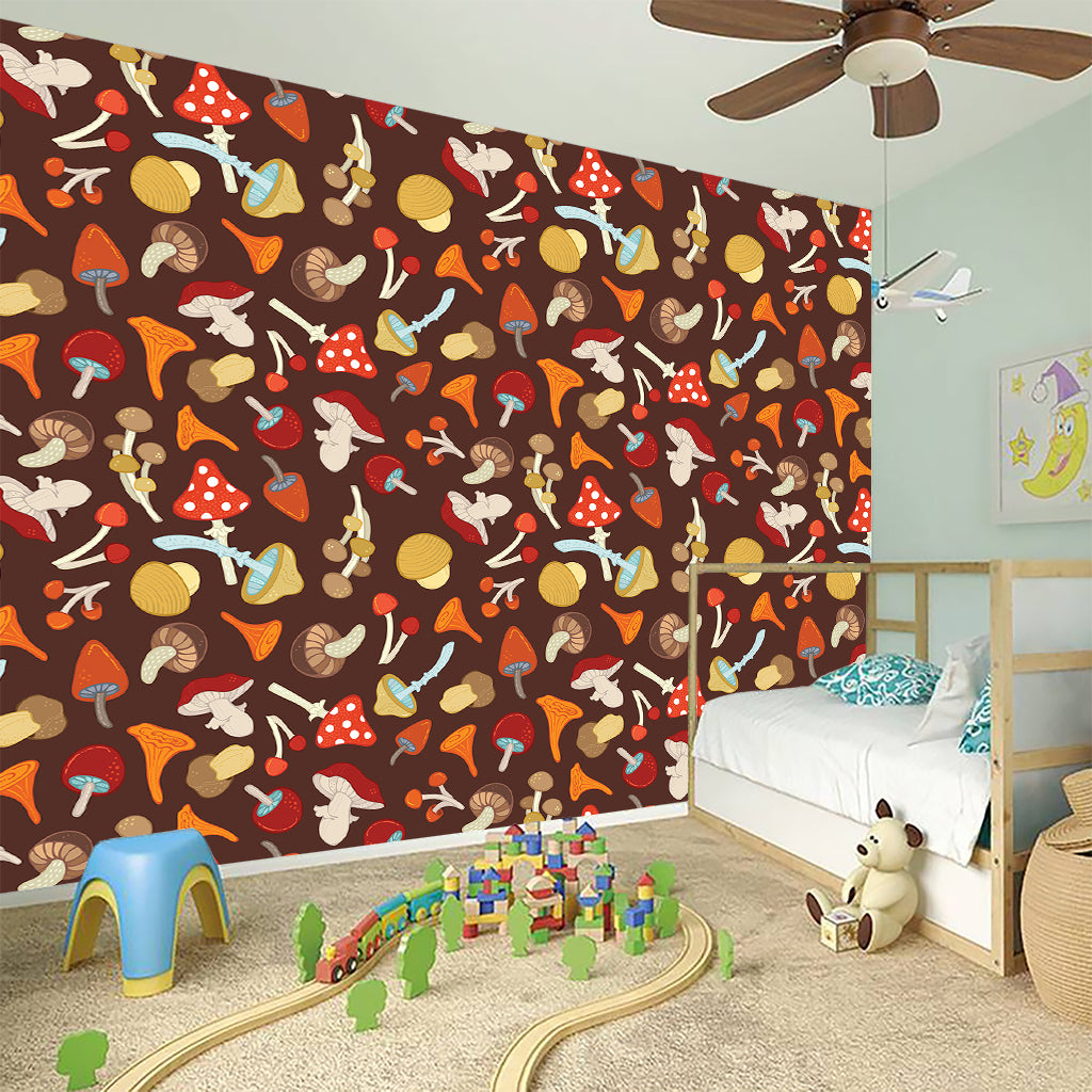 Cartoon Mushroom Pattern Print Wall Sticker
