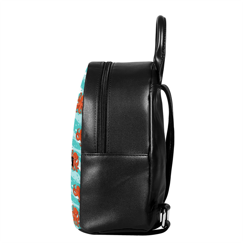 Cartoon Octopus Pattern Print Leather Backpack
