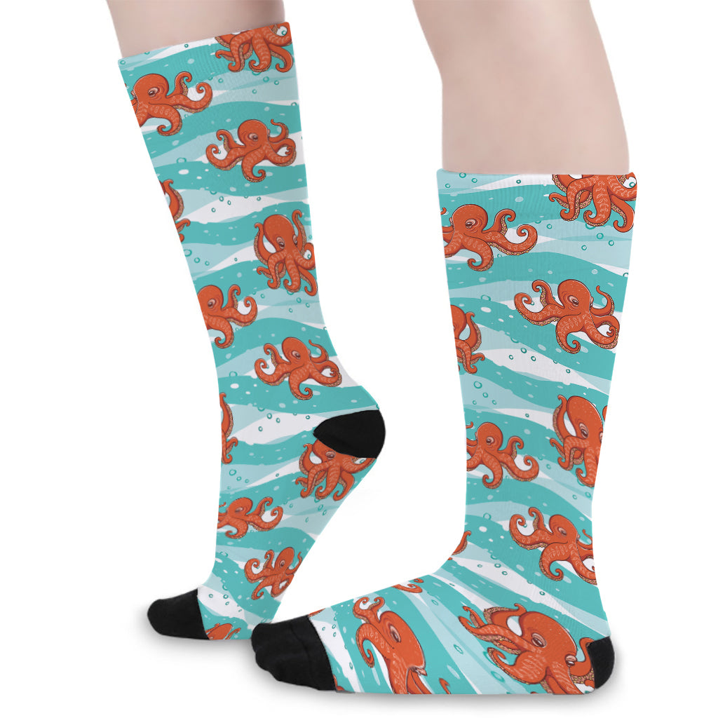 Cartoon Octopus Pattern Print Long Socks