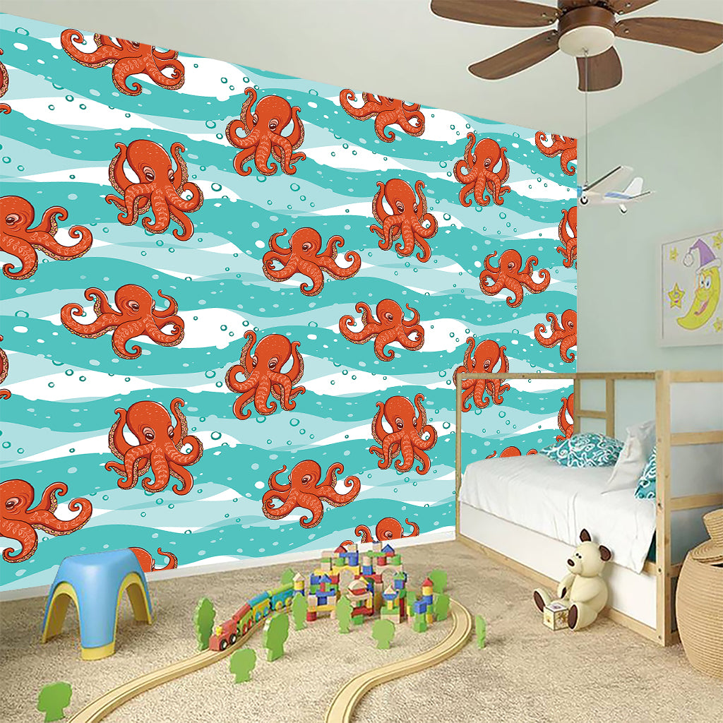 Cartoon Octopus Pattern Print Wall Sticker