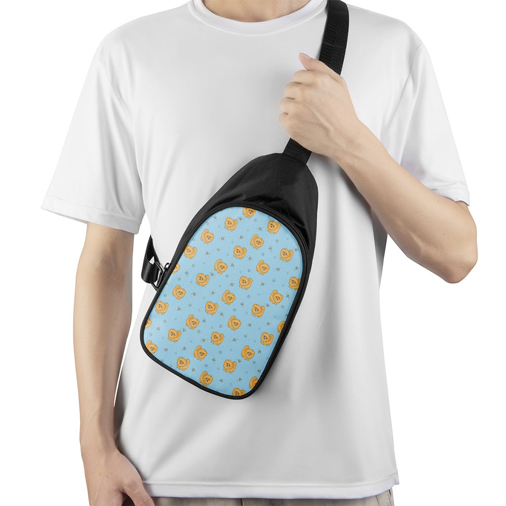 Cartoon Pomeranian Pattern Print Chest Bag