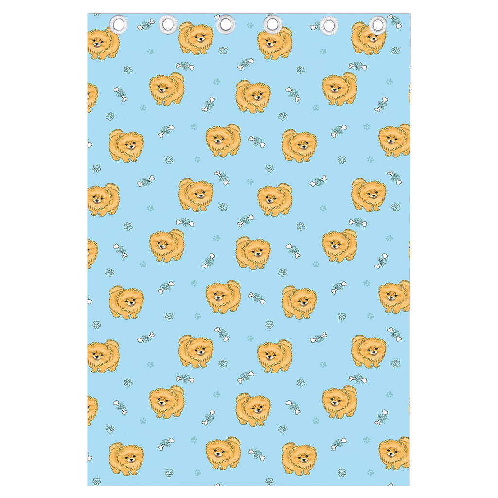 Cartoon Pomeranian Pattern Print Curtain