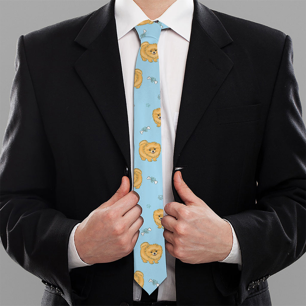 Cartoon Pomeranian Pattern Print Necktie