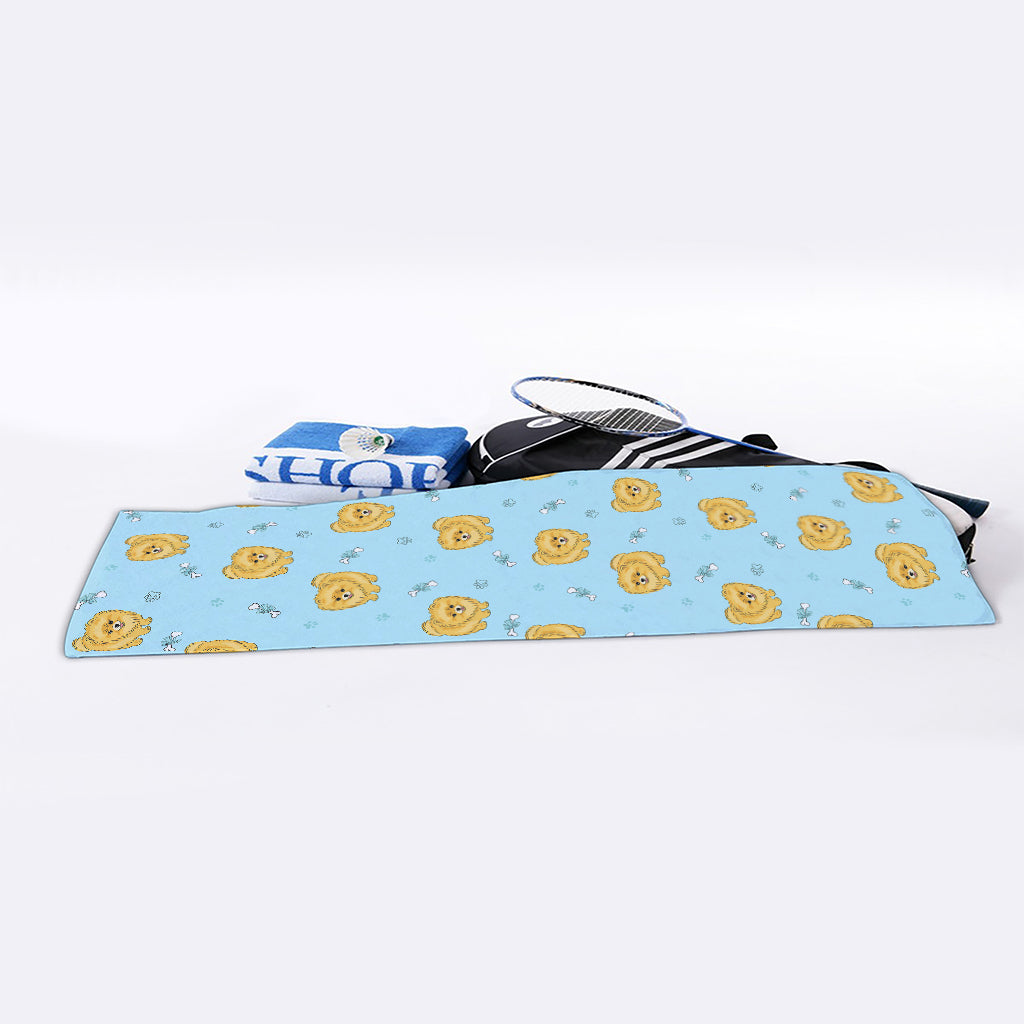 Cartoon Pomeranian Pattern Print Sports Towel