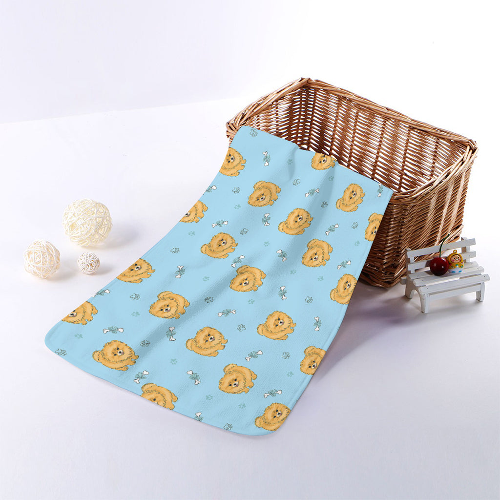 Cartoon Pomeranian Pattern Print Towel