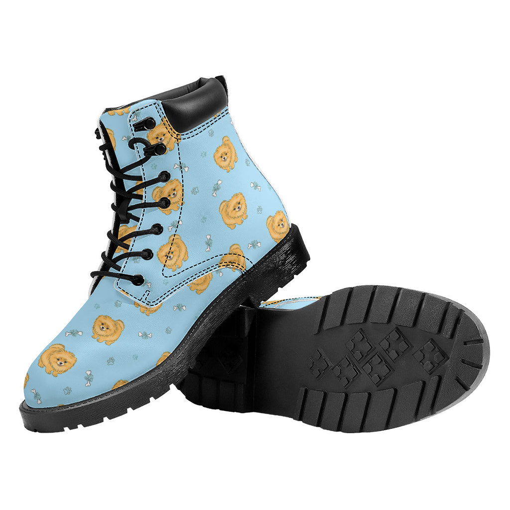 Cartoon Pomeranian Pattern Print Work Boots