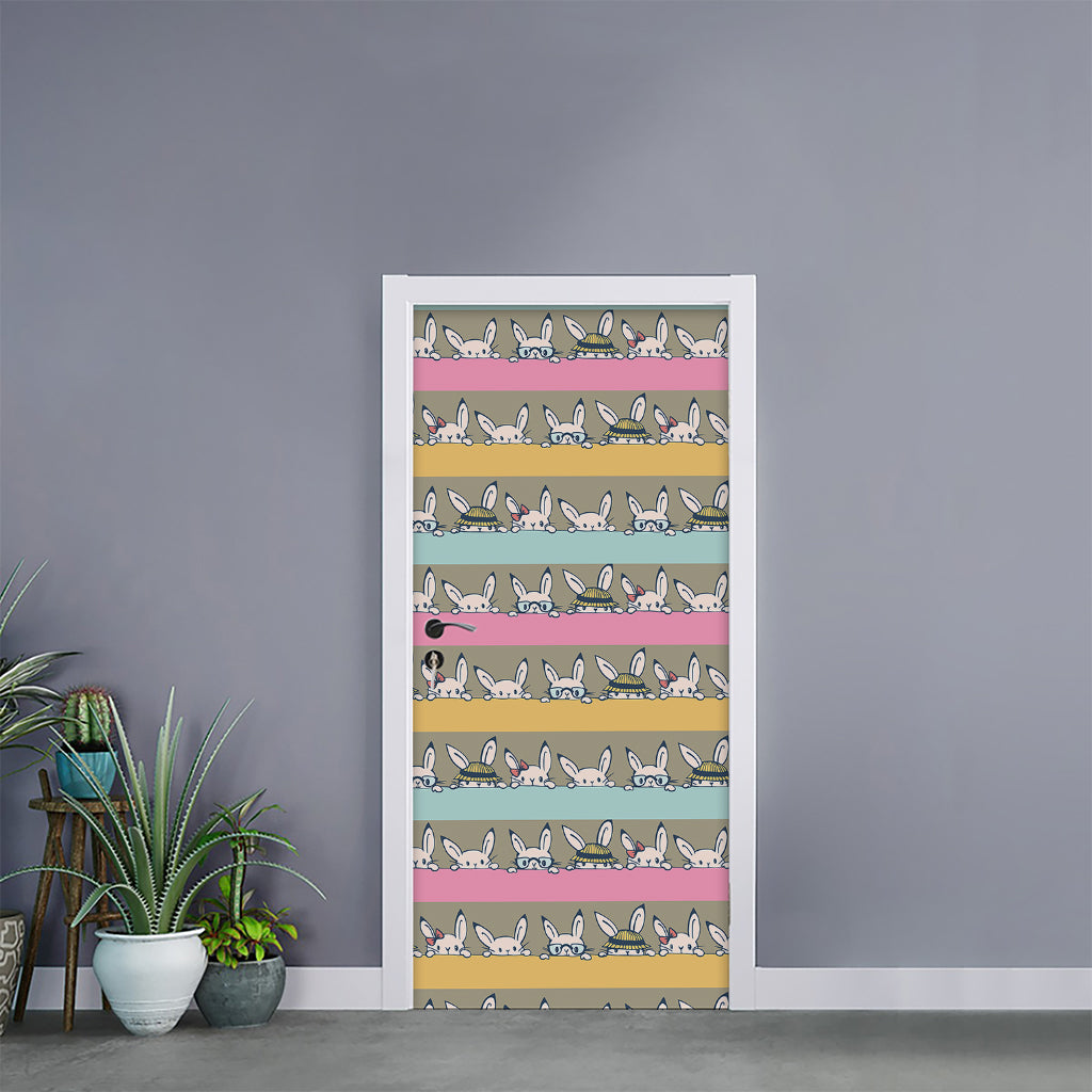 Cartoon Rabbit Pattern Print Door Sticker