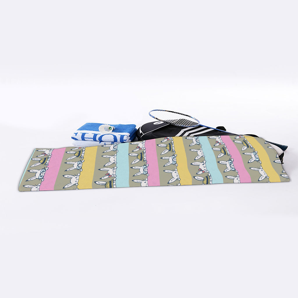 Cartoon Rabbit Pattern Print Sports Towel