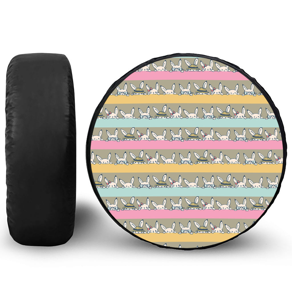 Cartoon Rabbit Pattern Print Tire Cover