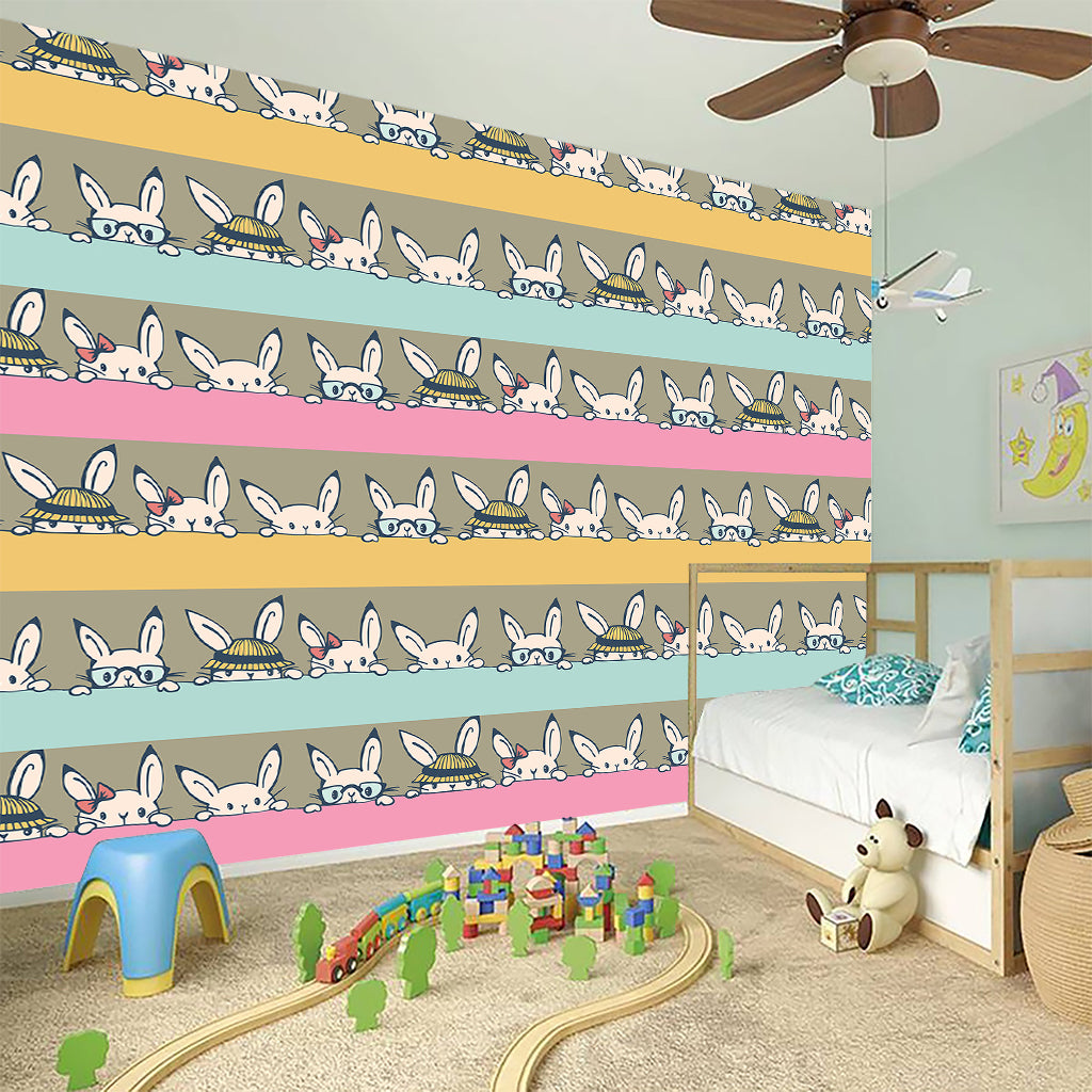 Cartoon Rabbit Pattern Print Wall Sticker