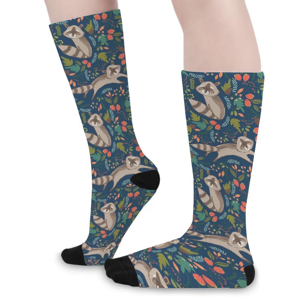 Cartoon Raccoon Pattern Print Long Socks