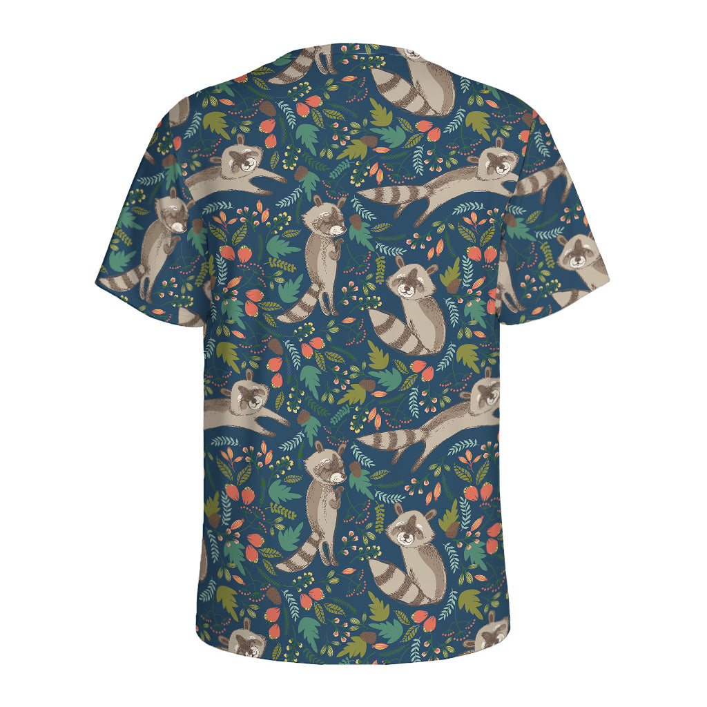 Cartoon Raccoon Pattern Print Men's Sports T-Shirt