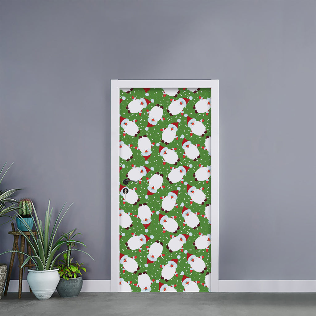 Cartoon Santa Claus Pattern Print Door Sticker