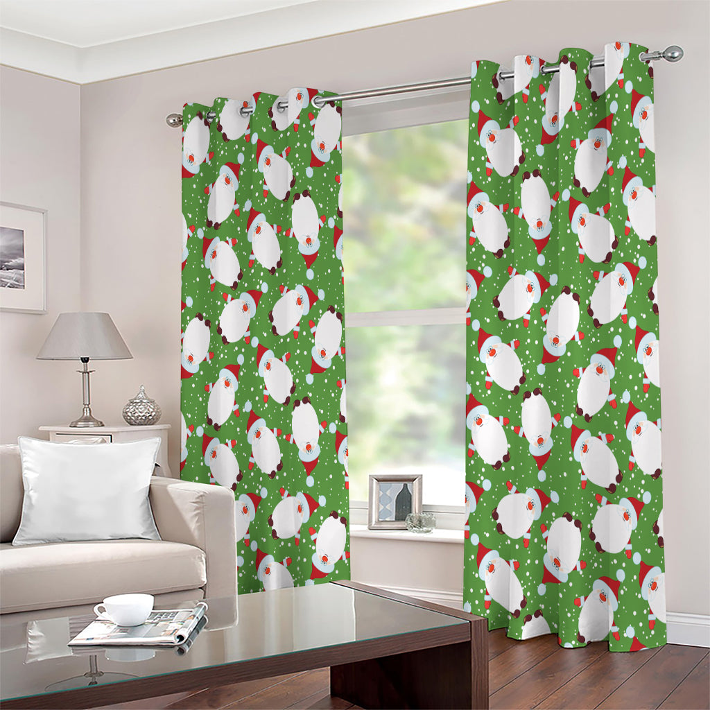 Cartoon Santa Claus Pattern Print Extra Wide Grommet Curtains