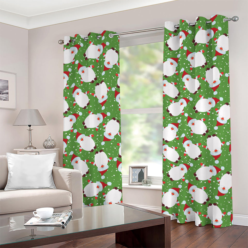 Cartoon Santa Claus Pattern Print Grommet Curtains
