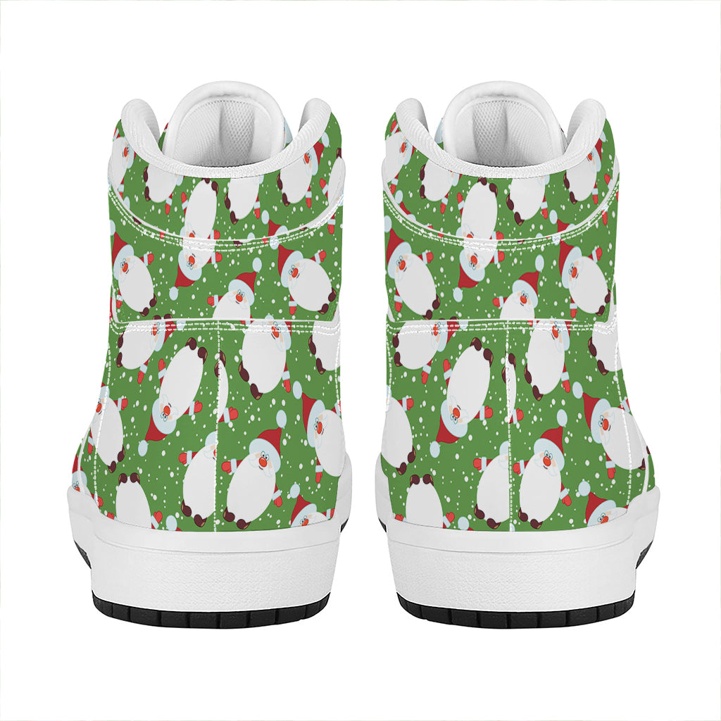 Cartoon Santa Claus Pattern Print High Top Leather Sneakers